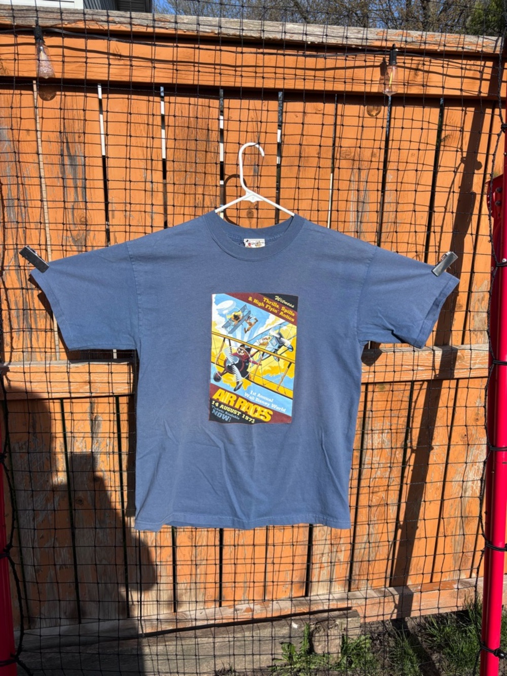 Disney Light Blue Graphic Tee with Multicolor Poster Print
